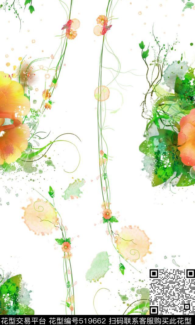 花卉花篮吊篮数码印花华亿平台下载（图片编号: 519662） - 瓦栏（Walan）