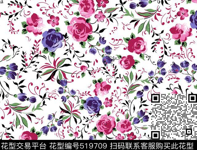 花卉花朵小碎花传统印花华亿平台下载（图片编号: 519709） - 瓦栏（Walan）
