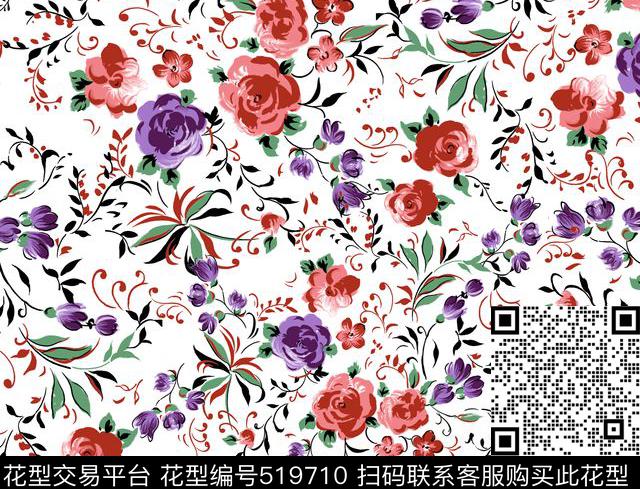 花卉花朵小碎花传统印花华亿平台下载（图片编号: 519710） - 瓦栏（Walan）