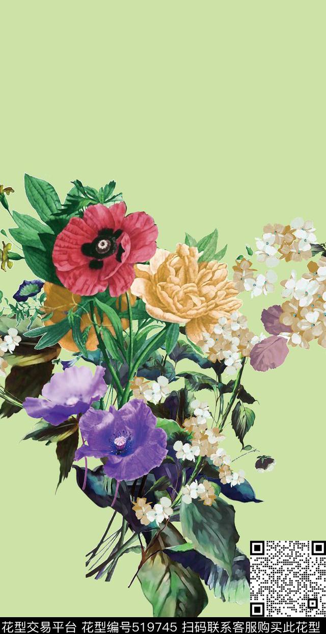原创时尚花卉数码印花华亿平台下载（图片编号: 519745） - 瓦栏（Walan）