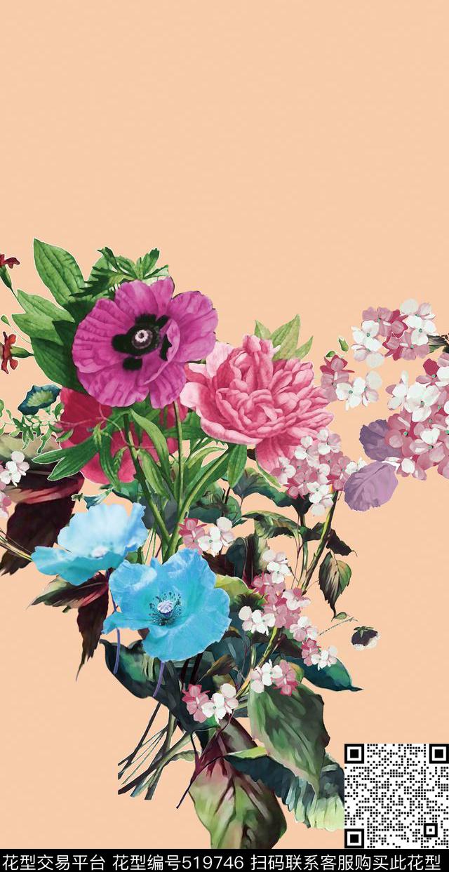 原创时尚花卉数码印花华亿平台下载（图片编号: 519746） - 瓦栏（Walan）