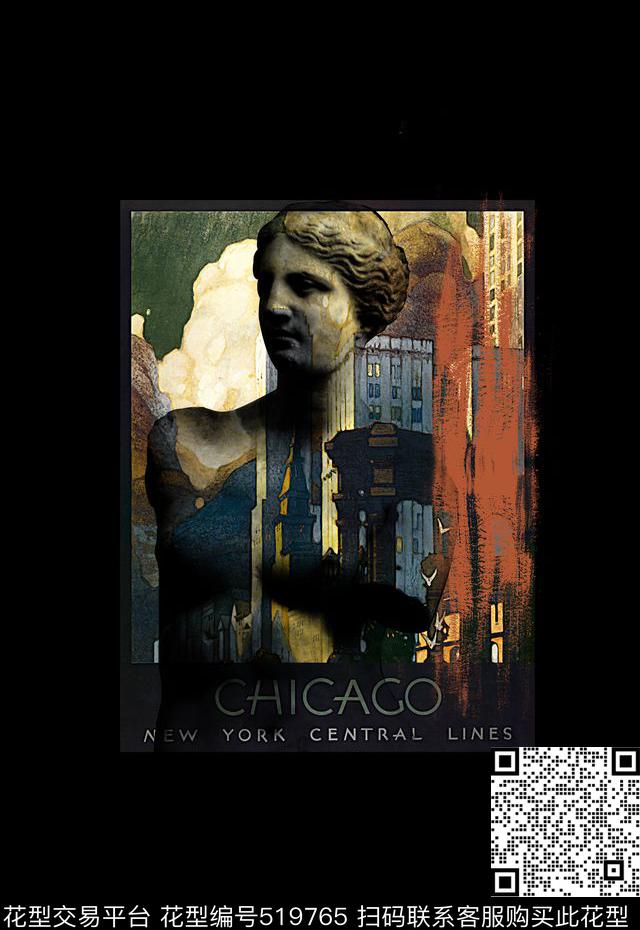 潮流时尚个性石膏男装数码印花数码印花华亿平台下载（图片编号: 519765） - 瓦栏（Walan）