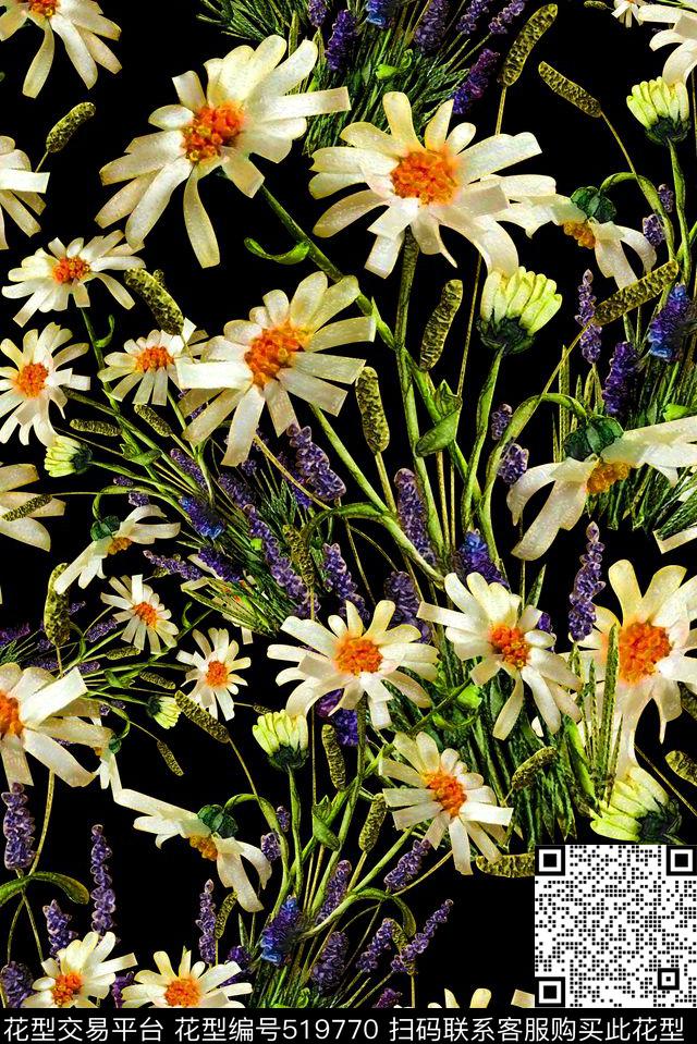立体花卉菊花数码印花华亿平台下载（图片编号: 519770） - 瓦栏（Walan）