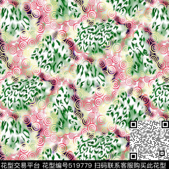 几何幻彩豹纹数码印花华亿平台下载（图片编号: 519779） - 瓦栏（Walan）