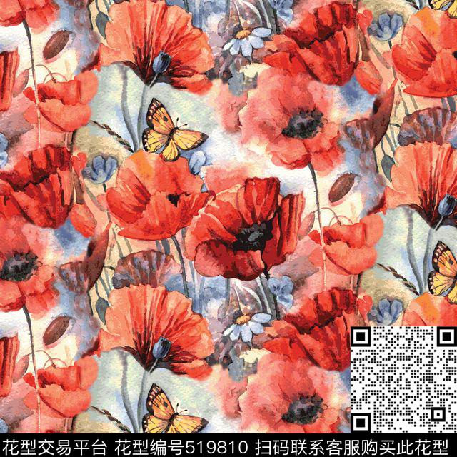 花卉花瓣花朵数码印花华亿平台下载（图片编号: 519810） - 瓦栏（Walan）