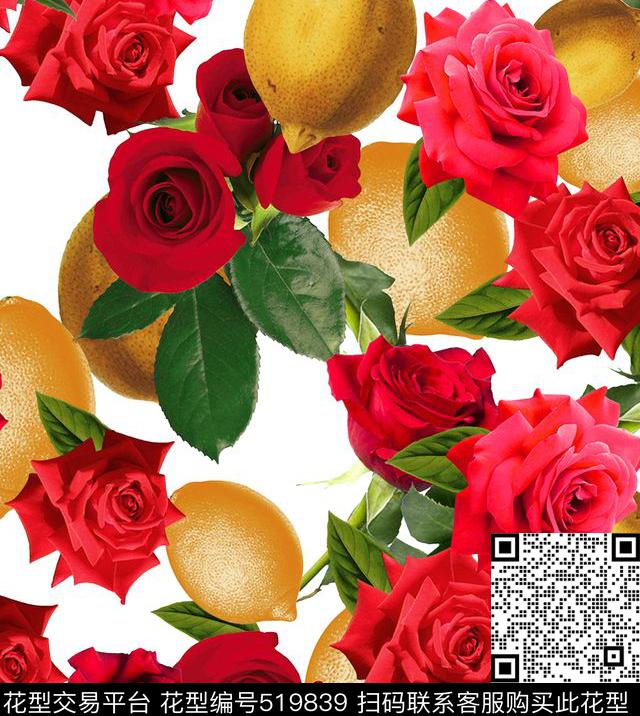 写意水果花卉数码印花华亿平台下载（图片编号: 519839） - 瓦栏（Walan）
