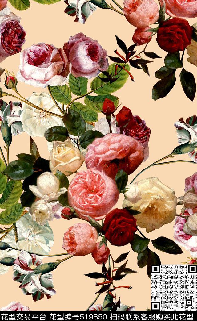 欧美大牌风格油画系列面料窗帘布复古潮流欧式数码印花华亿平台下载（图片编号: 519850） - 瓦栏（Walan）