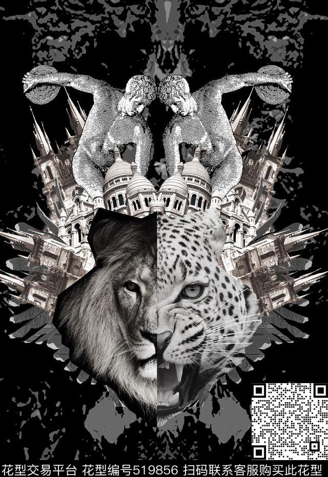 潮流时尚个性男装定位狮子头数码印花华亿平台下载（图片编号: 519856） - 瓦栏（Walan）