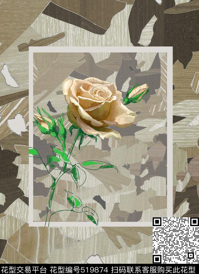 抽象花卉几何数码印花华亿平台下载（图片编号: 519874） - 瓦栏（Walan）