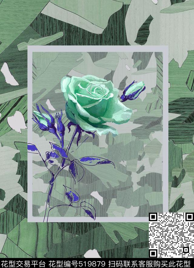 抽象花卉几何数码印花华亿平台下载（图片编号: 519879） - 瓦栏（Walan）