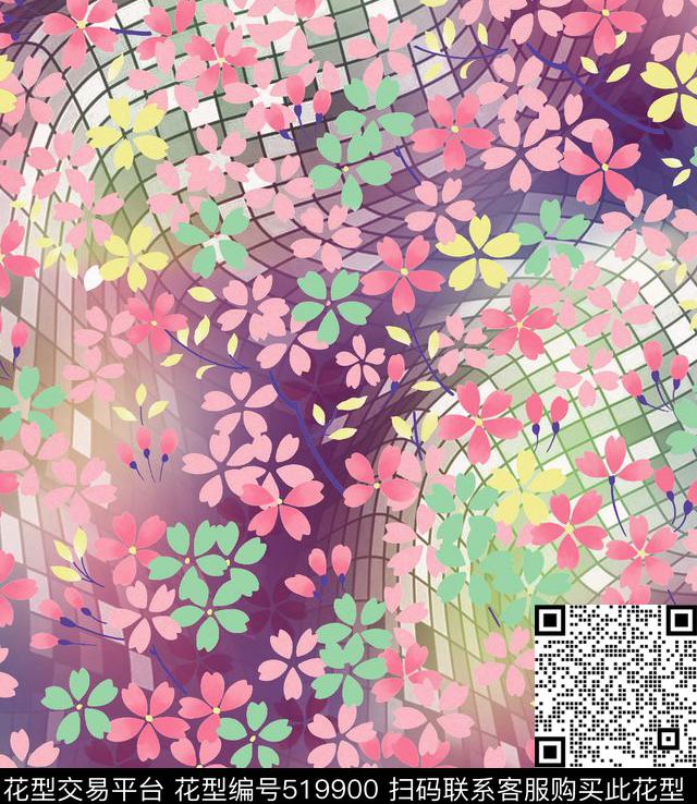 动感花瓣几何数码印花华亿平台下载（图片编号: 519900） - 瓦栏（Walan）