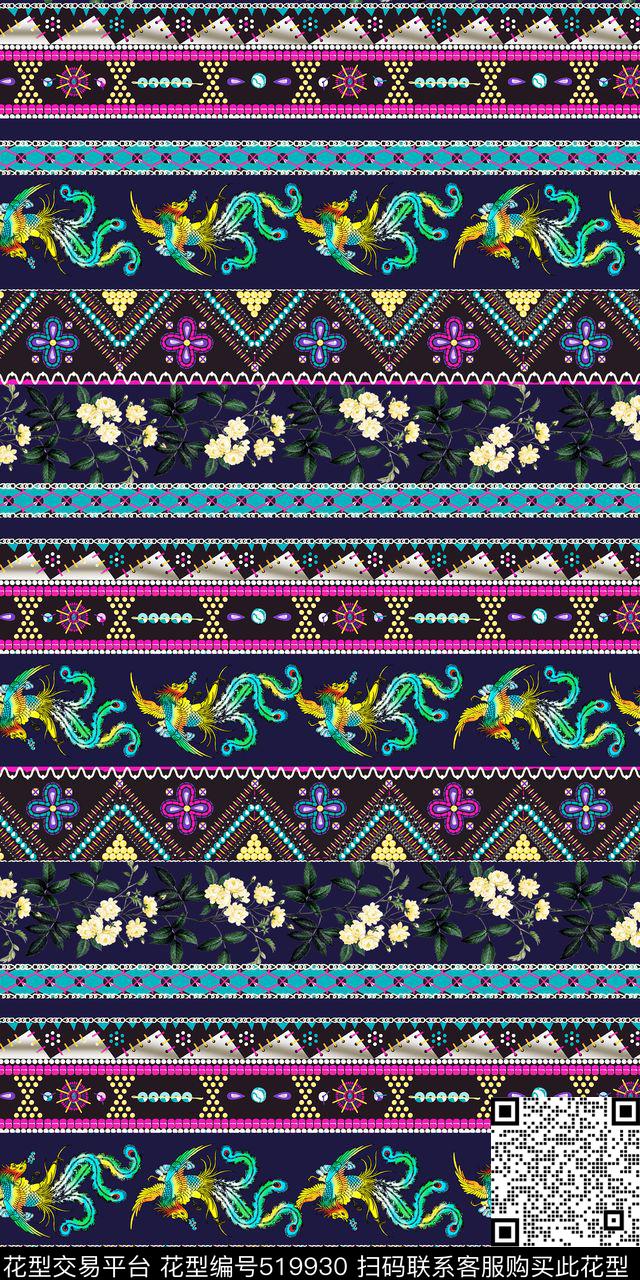复古女装花卉时尚几何数码印花华亿平台下载（图片编号: 519930） - 瓦栏（Walan）
