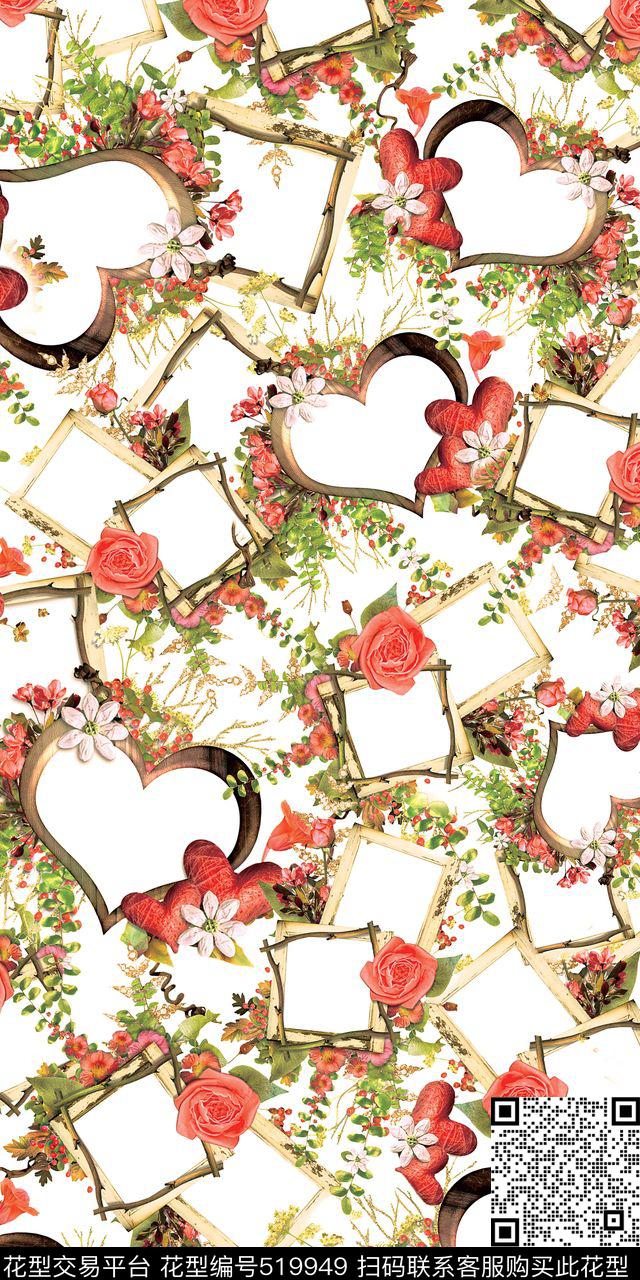 花边框点缀数码印花华亿平台下载（图片编号: 519949） - 瓦栏（Walan）