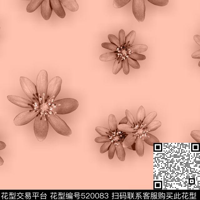 流行时尚绘风情小花花卉欧美数码印花华亿平台下载（图片编号: 520083） - 瓦栏（Walan）