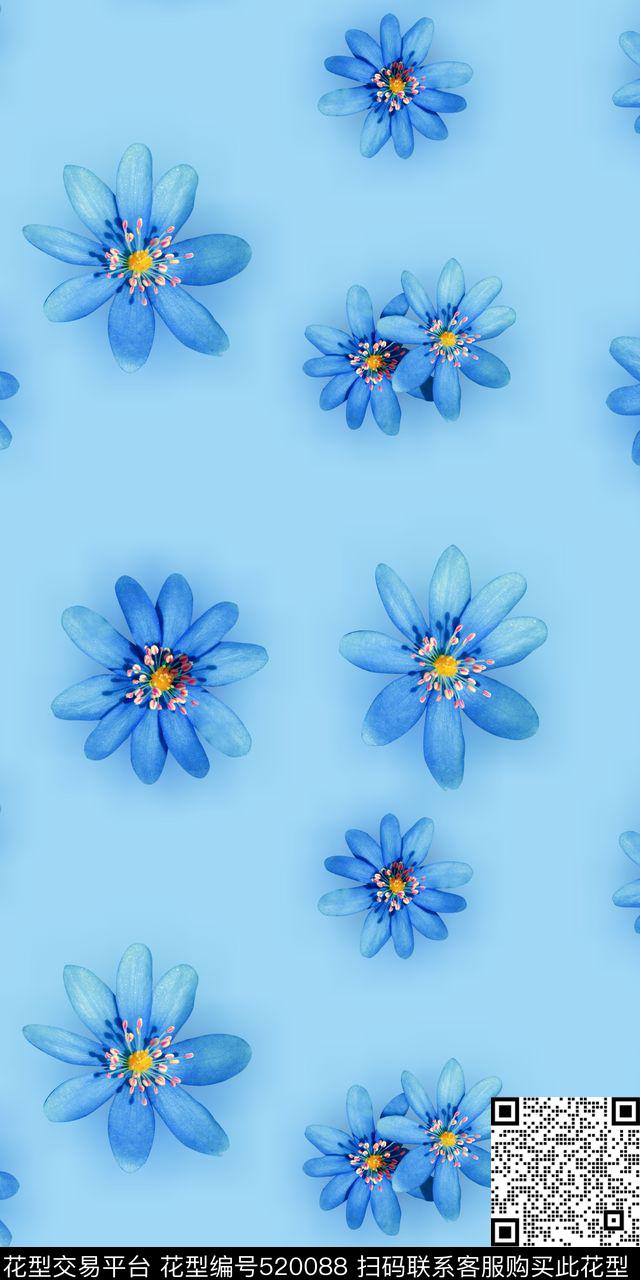 绘风情小花花卉流行时尚欧美数码印花华亿平台下载（图片编号: 520088） - 瓦栏（Walan）