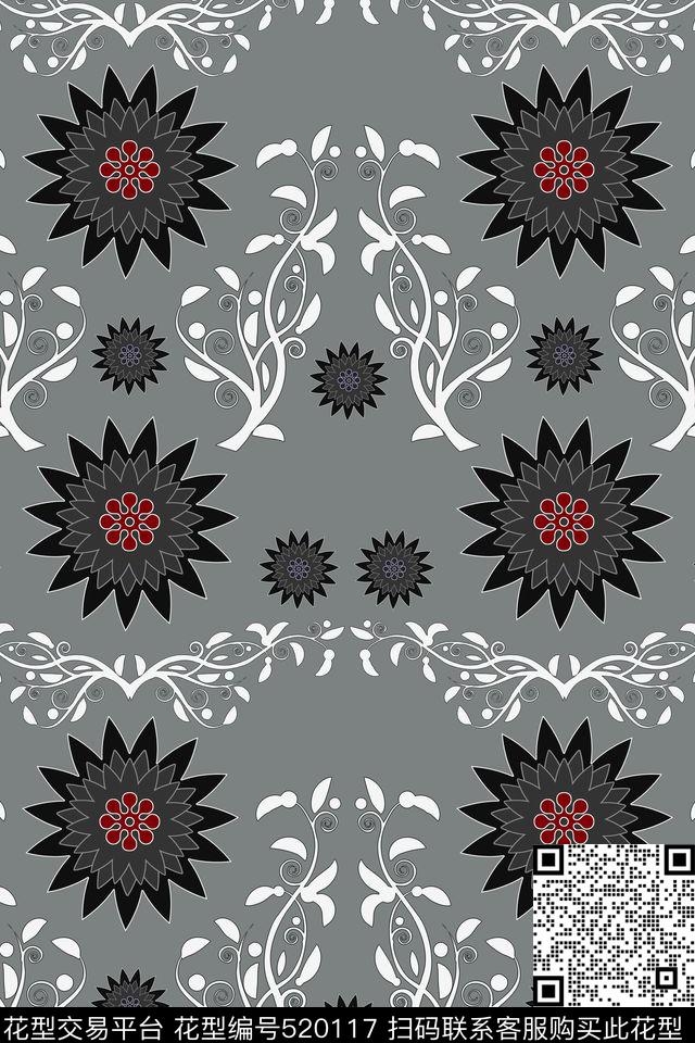 低调高冷花卉传统印花华亿平台下载（图片编号: 520117） - 瓦栏（Walan）