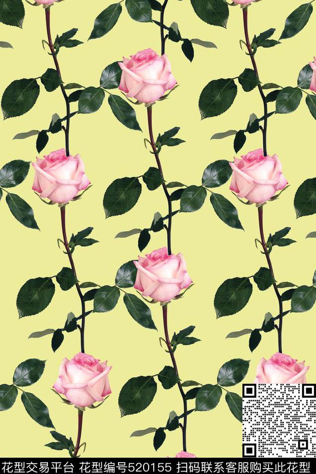 花卉玫瑰花沙发布数码印花华亿平台下载（图片编号: 520155） - 瓦栏（Walan）