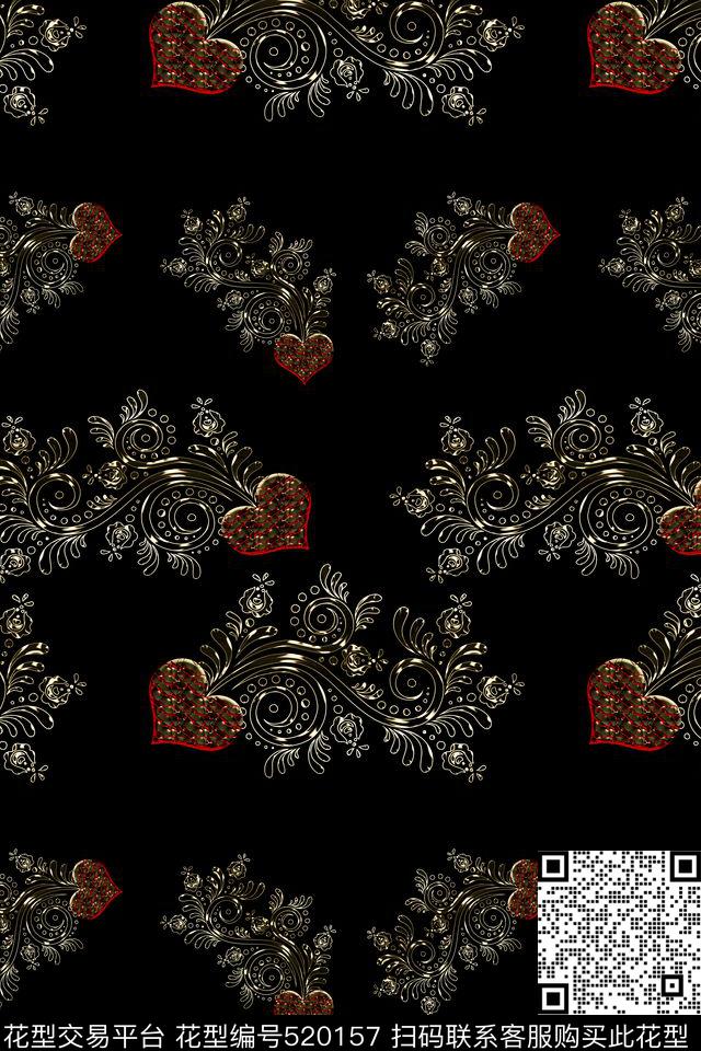 图案象征心数码印花华亿平台下载（图片编号: 520157） - 瓦栏（Walan）