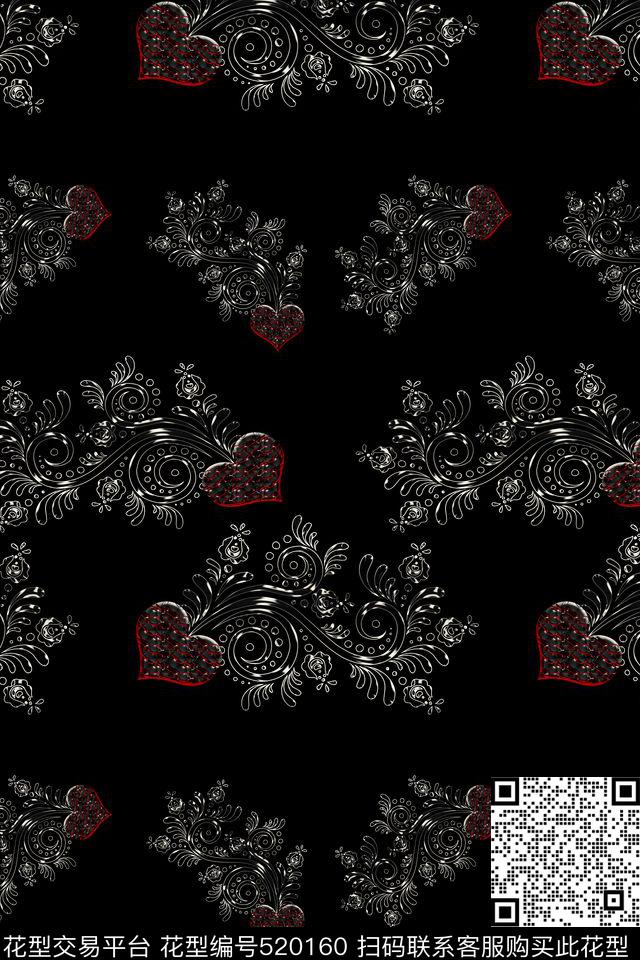 图案象征心数码印花华亿平台下载（图片编号: 520160） - 瓦栏（Walan）