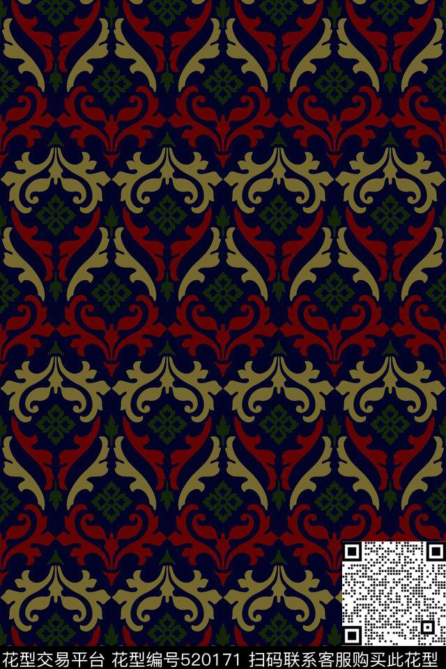复古几何民族风传统印花华亿平台下载（图片编号: 520171） - 瓦栏（Walan）