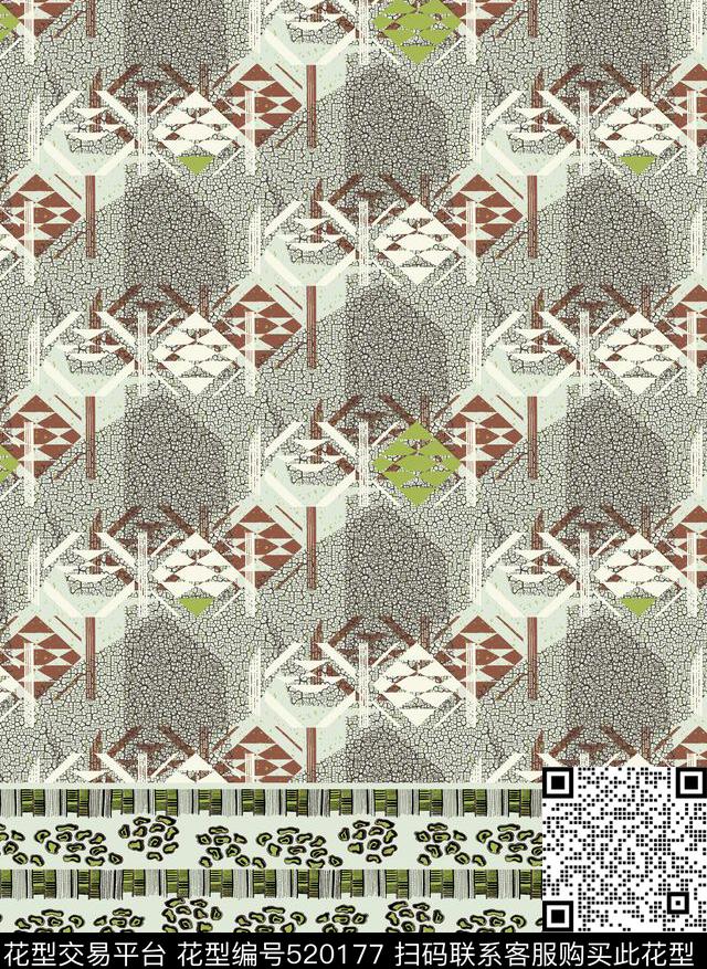 几何线条格子传统印花华亿平台下载（图片编号: 520177） - 瓦栏（Walan）