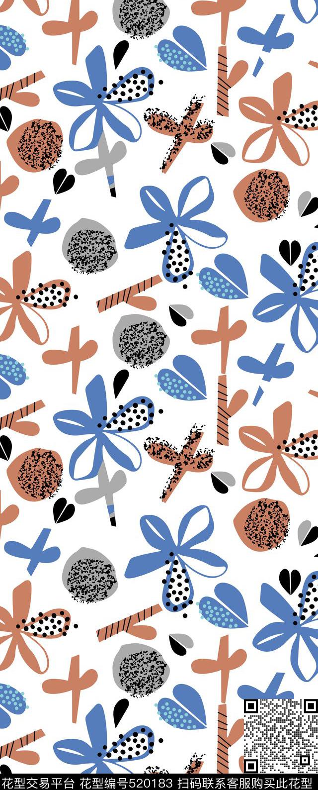 花小花花卉传统印花华亿平台下载（图片编号: 520183） - 瓦栏（Walan）
