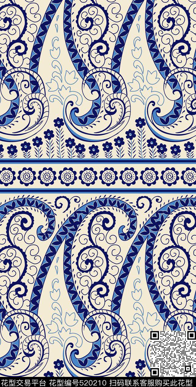传统印花佩斯利火腿纹佩斯利传统印花华亿平台下载（图片编号: 520210） - 瓦栏（Walan）