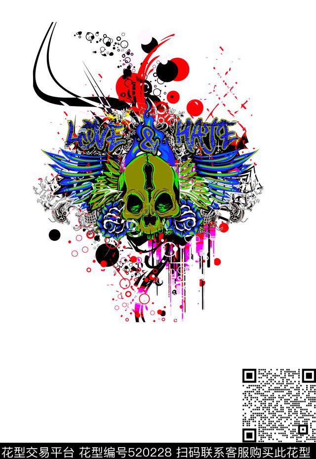 欧美最新时尚潮流服装欧美最新时尚潮流服装骷髅独幅传统印花华亿平台下载（图片编号: 520228） - 瓦栏（Walan）
