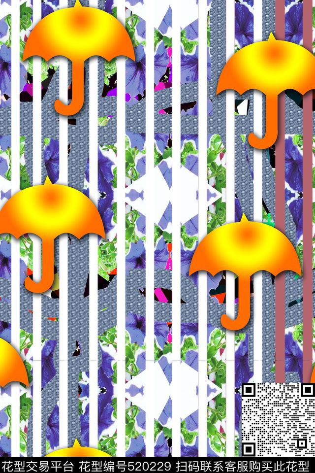 数码华亿平台时尚花卉雨伞数码印花华亿平台下载（图片编号: 520229） - 瓦栏（Walan）