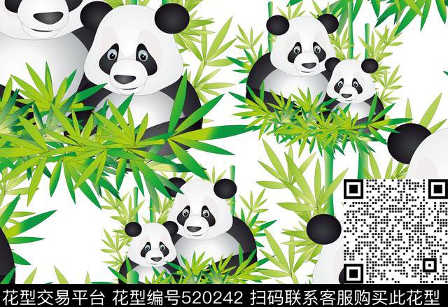 动物国宝熊猫数码印花华亿平台下载（图片编号: 520242） - 瓦栏（Walan）