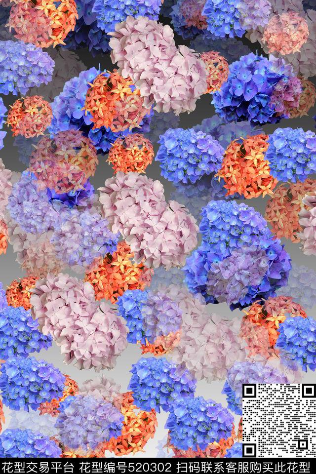 花卉休闲纸花数码印花华亿平台下载（图片编号: 520302） - 瓦栏（Walan）