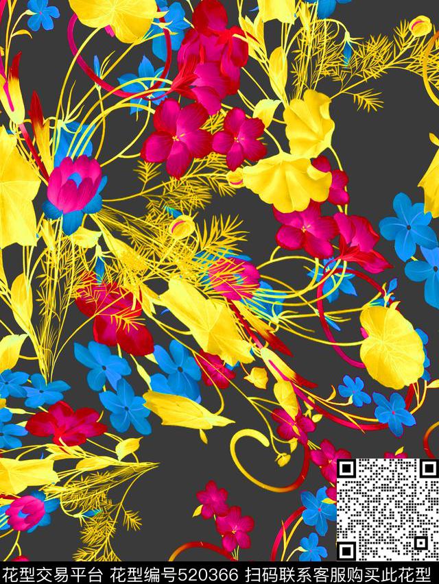 清新花卉服装家纺花卉服装家纺花卉传统印花华亿平台下载（图片编号: 520366） - 瓦栏（Walan）