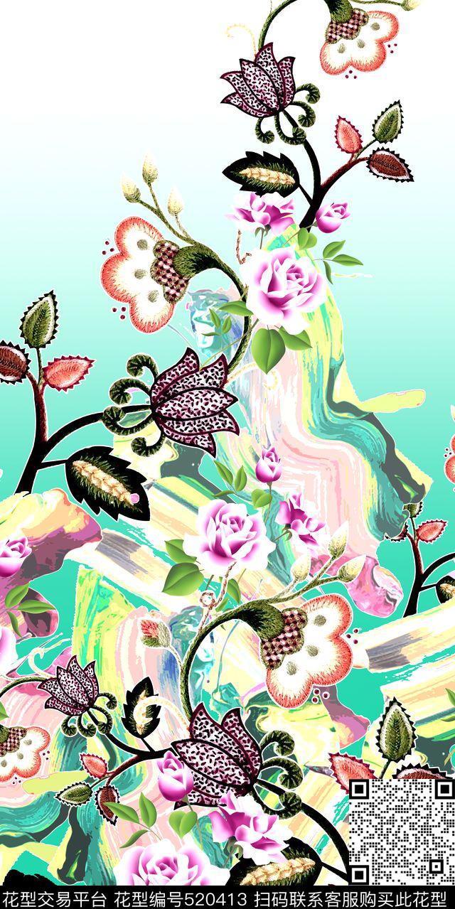 定位渐变抽象数码印花华亿平台下载（图片编号: 520413） - 瓦栏（Walan）