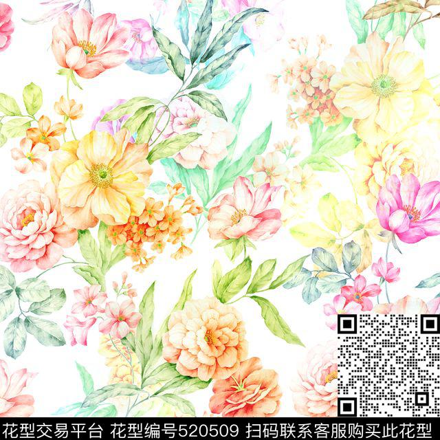 梦幻浪漫手绘数码印花华亿平台下载（图片编号: 520509） - 瓦栏（Walan）