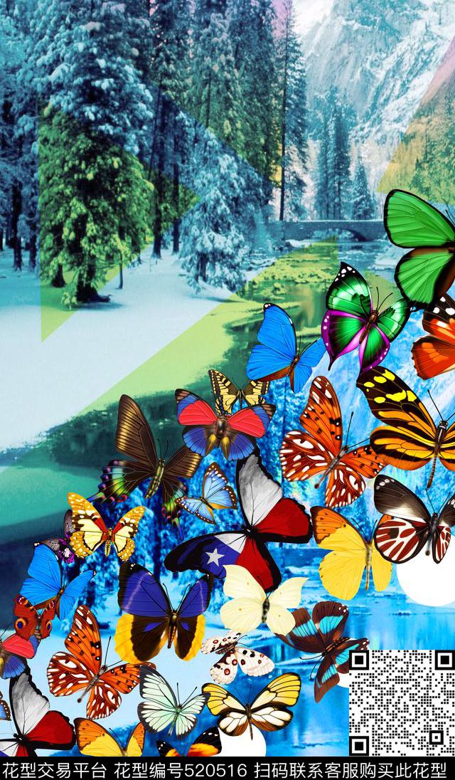 MAX-定位欧美民族风风景雪山数码印花华亿平台下载（图片编号: 520516） - 瓦栏（Walan）