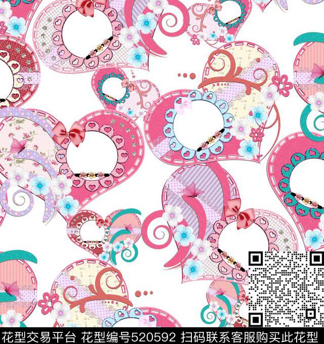 罗曼蒂克浪漫心形数码印花华亿平台下载（图片编号: 520592） - 瓦栏（Walan）