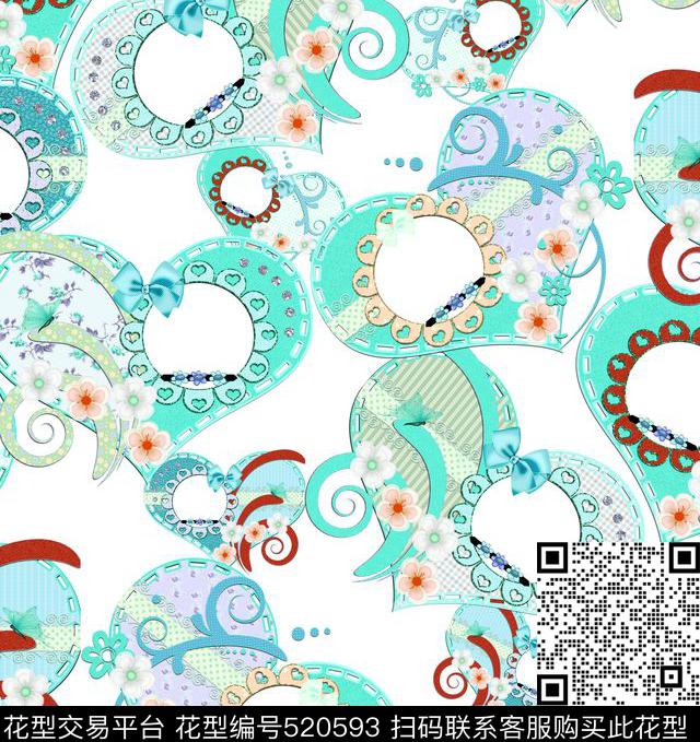 罗曼蒂克浪漫心形数码印花华亿平台下载（图片编号: 520593） - 瓦栏（Walan）