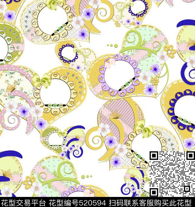罗曼蒂克浪漫心形数码印花华亿平台下载（图片编号: 520594） - 瓦栏（Walan）