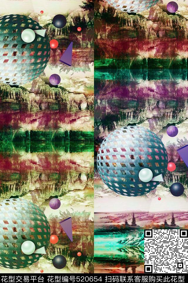 男装色彩超现实主义数码印花华亿平台下载（图片编号: 520654） - 瓦栏（Walan）