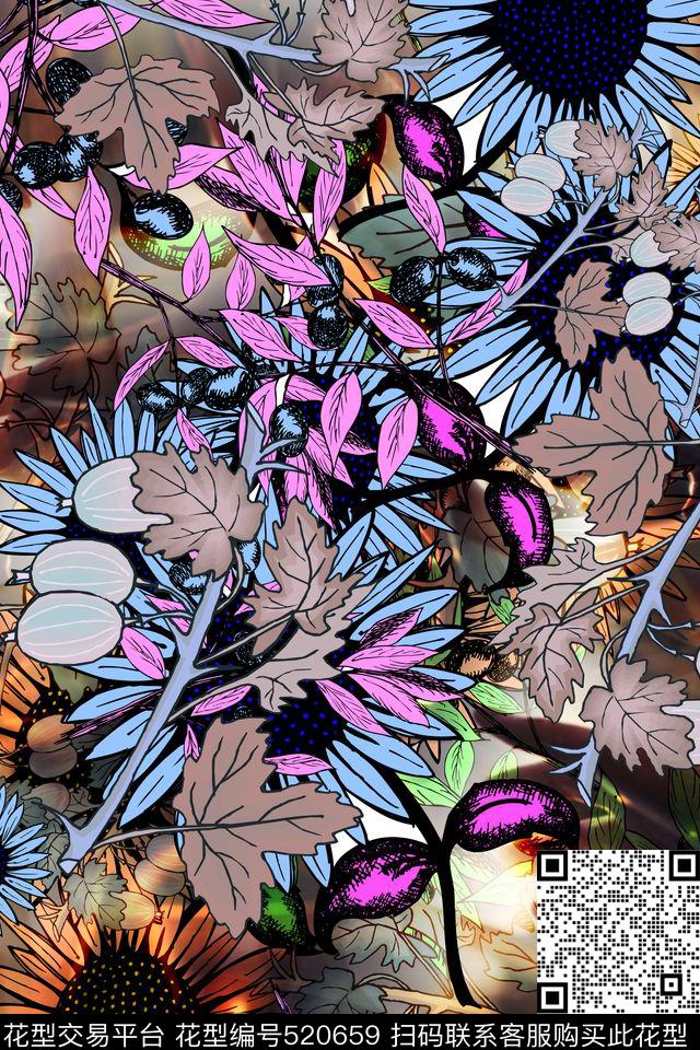 花卉女装连衣裙丝巾长巾数码印花华亿平台下载（图片编号: 520659） - 瓦栏（Walan）