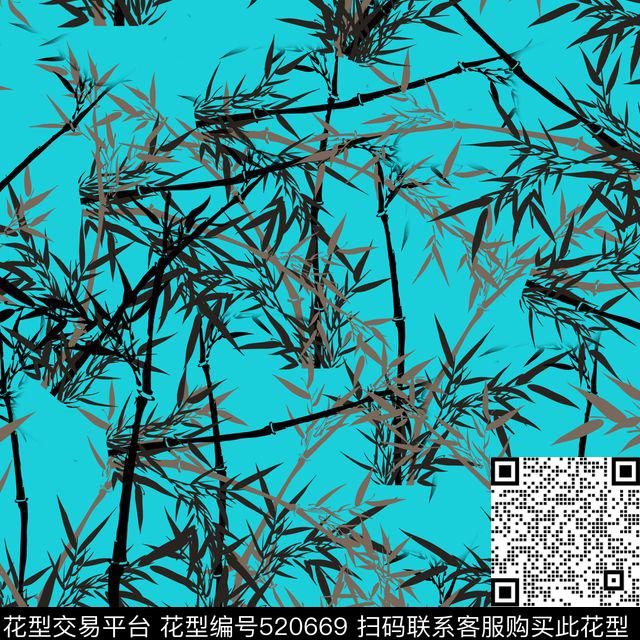休闲竹子植物传统印花华亿平台下载（图片编号: 520669） - 瓦栏（Walan）