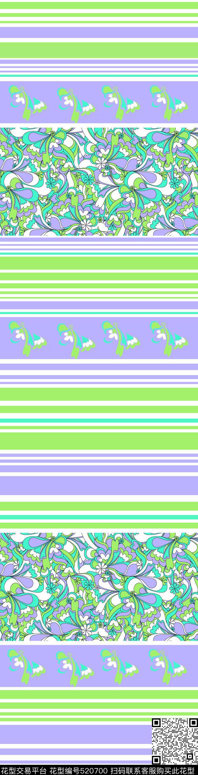 华亿平台线条花卉服装家纺传统印花华亿平台下载（图片编号: 520700） - 瓦栏（Walan）