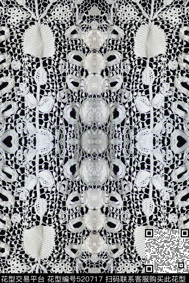 抽象针织蕾丝面料肌理传统印花华亿平台下载（图片编号: 520717） - 瓦栏（Walan）