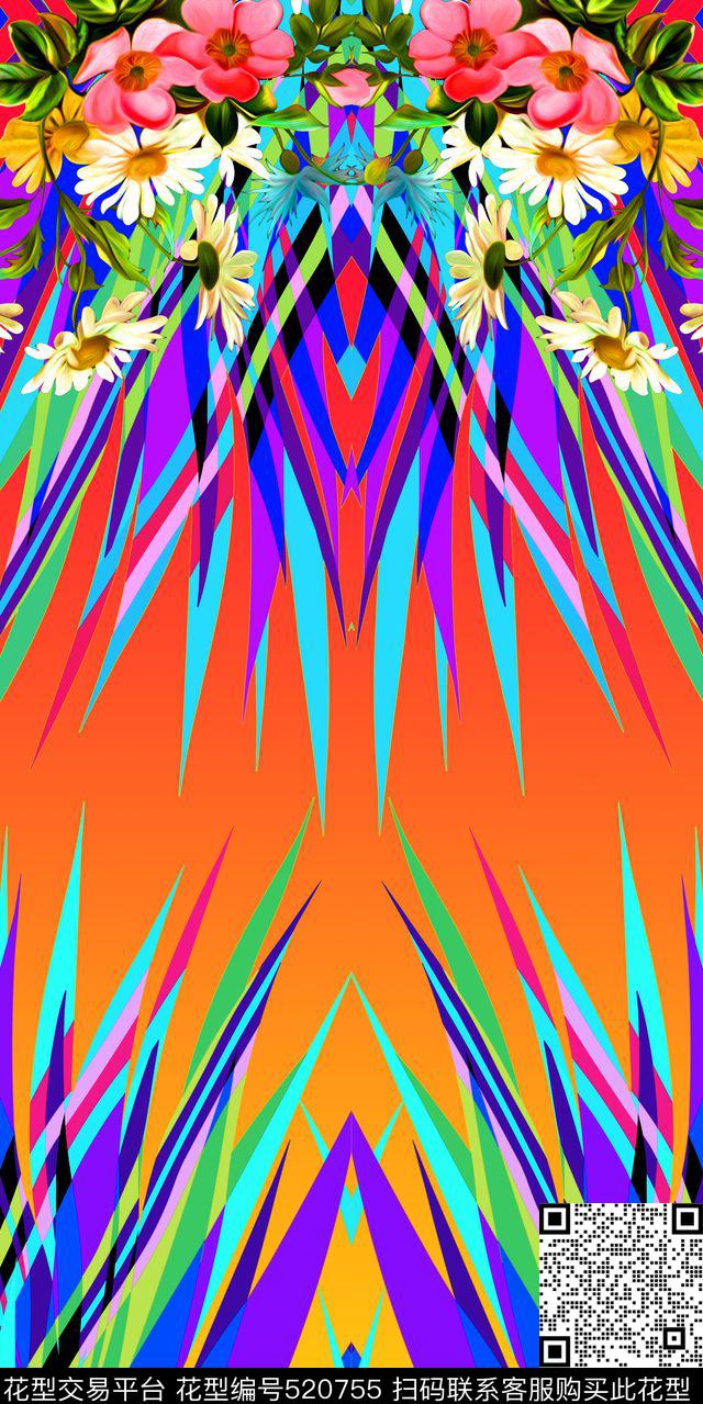 时尚花卉光影数码印花华亿平台下载（图片编号: 520755） - 瓦栏（Walan）