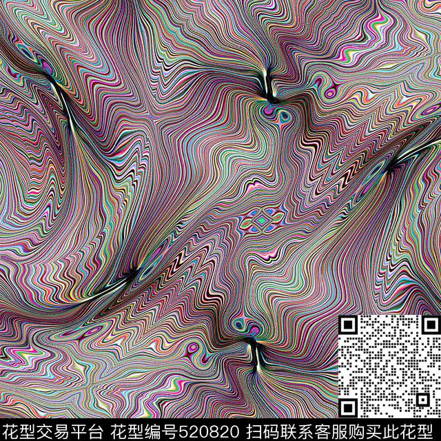 梦幻时尚抽象数码印花华亿平台下载（图片编号: 520820） - 瓦栏（Walan）