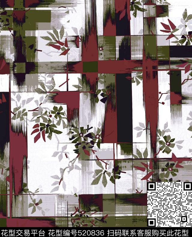 复古几何几何花卉数码印花华亿平台下载（图片编号: 520836） - 瓦栏（Walan）