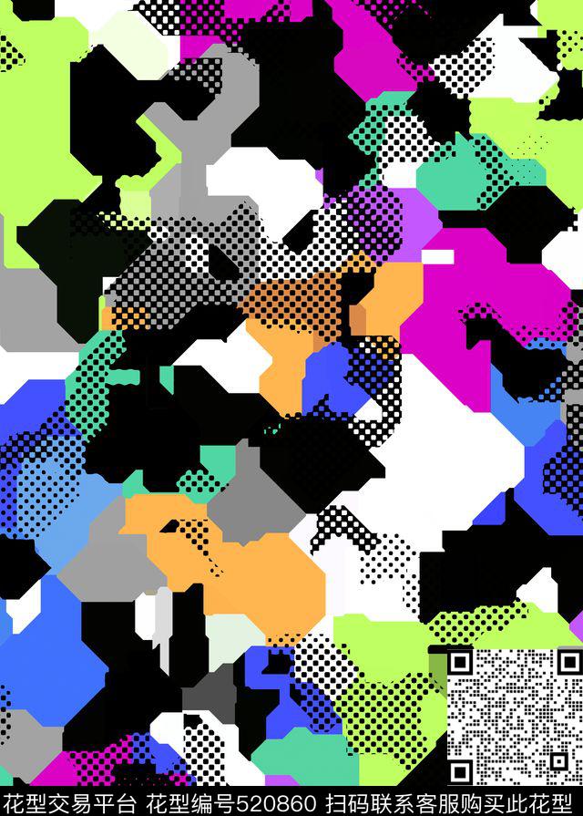 彩色潮流迷彩传统印花华亿平台下载（图片编号: 520860） - 瓦栏（Walan）