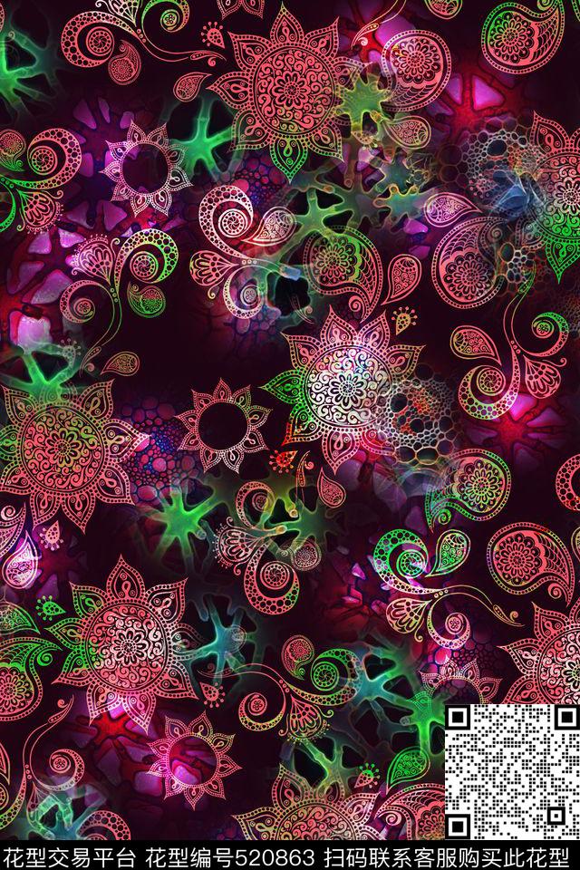 民族风女装佩斯利数码印花华亿平台下载（图片编号: 520863） - 瓦栏（Walan）