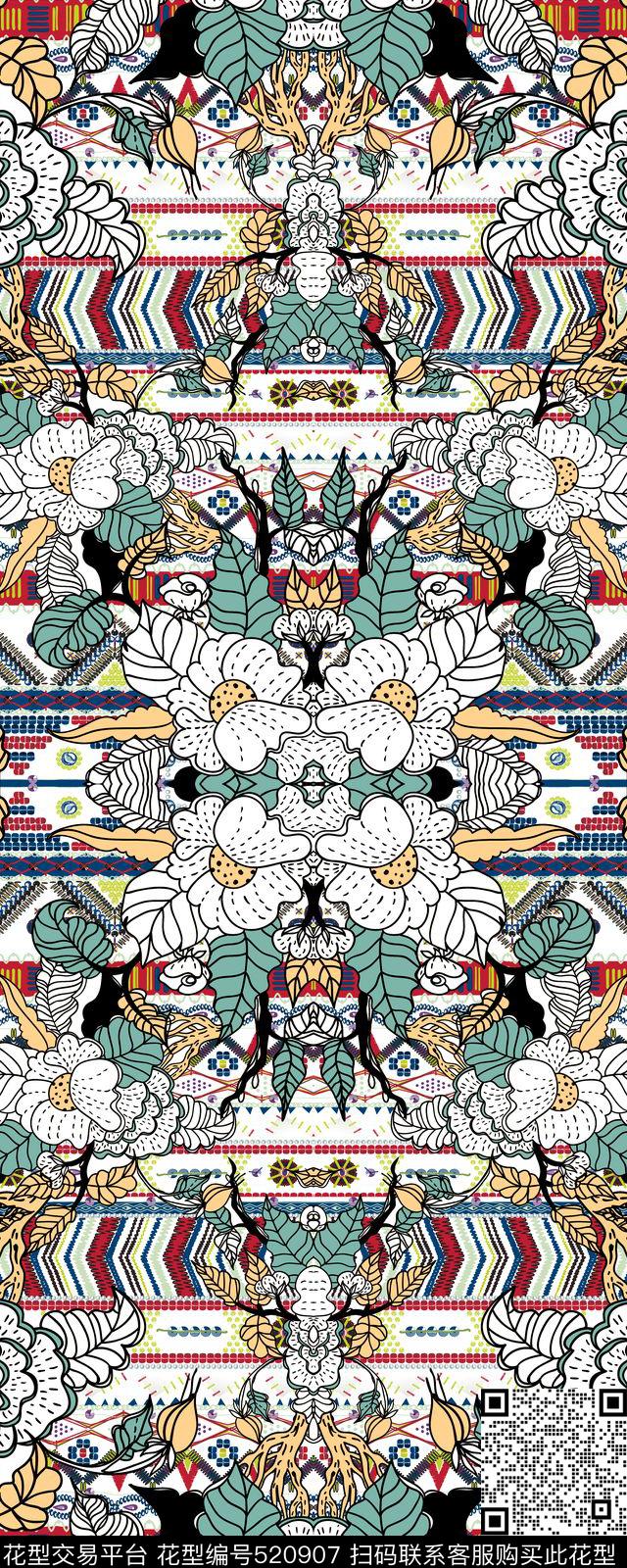 面料窗帘布面料家纺面料沙发布传统印花华亿平台下载（图片编号: 520907） - 瓦栏（Walan）