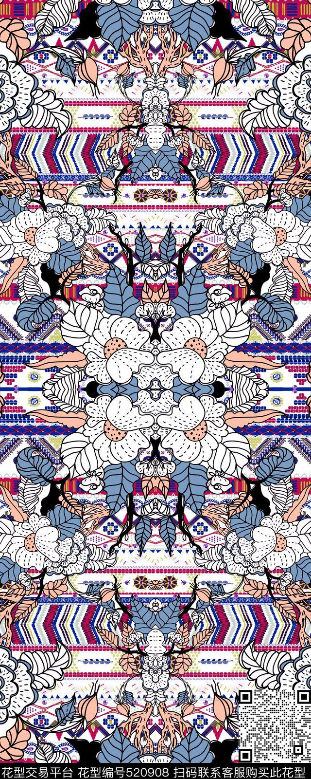 欧美流行潮流大牌最新女装连衣裙面料沙发布数码印花华亿平台下载（图片编号: 520908） - 瓦栏（Walan）